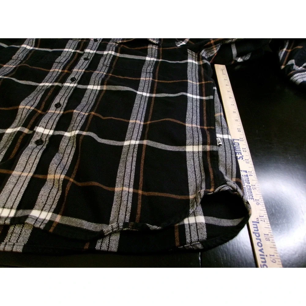 The North Face‎ Mens XL Lined Flannel Shirt Black Plaid Long Sleeve Button Down